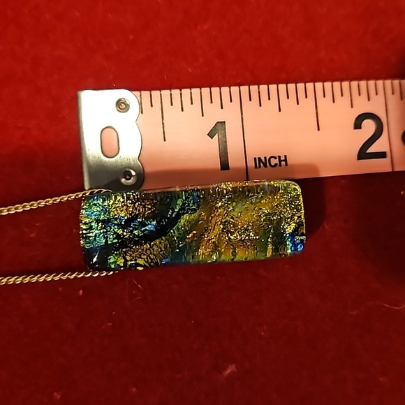 Dichroic Glass Artisan Pendant and Earrings  (Gold chain NOT INCLUDED) - Picture 6 of 9